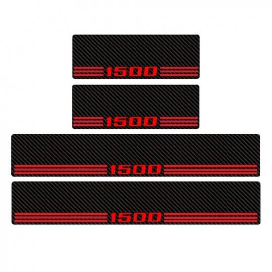 4x For Ram 1500 Red Letters Carbon Fiber Cab Door Sill Cover Step Protectors