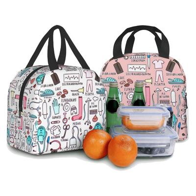 Bolsas de Almuerzo Aisladas Kawaii con Estampado de Médicos y Enfermeras para Mujeres, Pequeñas y Portátiles, Bolsas Térmicas para Alimentos, Bolsa Bento
