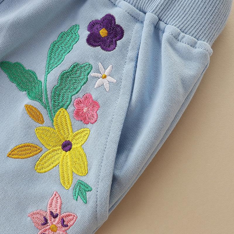 2025 New Girls' Spring & Autumn Sports Trousers with Fashionable Embroidery for Kids