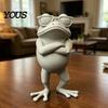 Crossed Arms Frog Statue 3D Printed Figure, Mini Desktop Ornament, Simulated Model Tsundere Collectible with Sunglasses Arms, Standing for Desk,