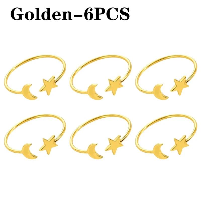 1-24PCS Fashion Alloy Moon Star Napkin Rings Gold Metal Table Decor for Ramadan Eid Islamic Party Banquet Kitchen Home Use