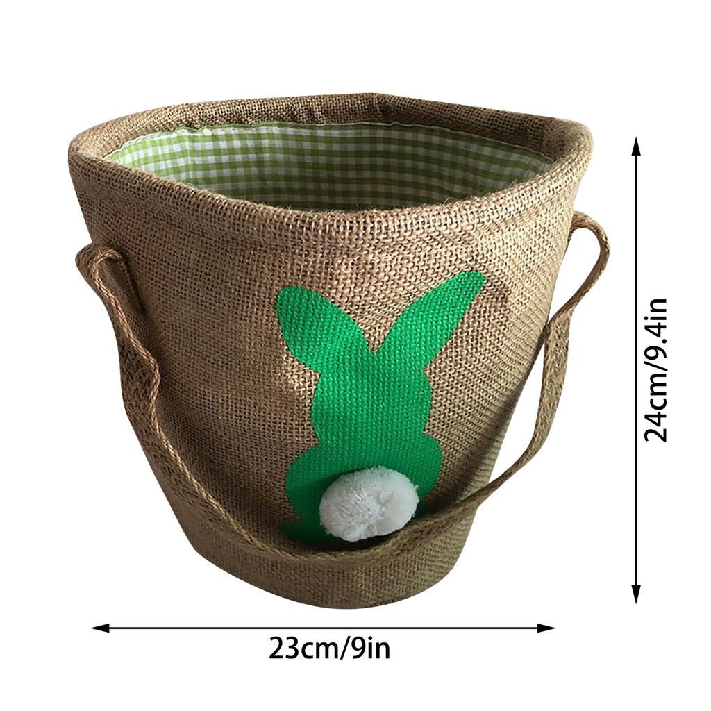 Easter Basket Holiday Bunny Printed Canvas Gift Carry Eggs Candy Bag