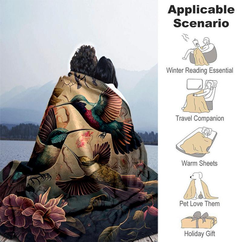 1pc Whirling Hummingbirds Blanket, Soft Throw Blanket for Room Decor, Perfect Gift for and and Fans .K101