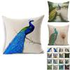 Timeless Peacock Print Cotton Linen Cushion Cover For Classic And Versatile Home Decor