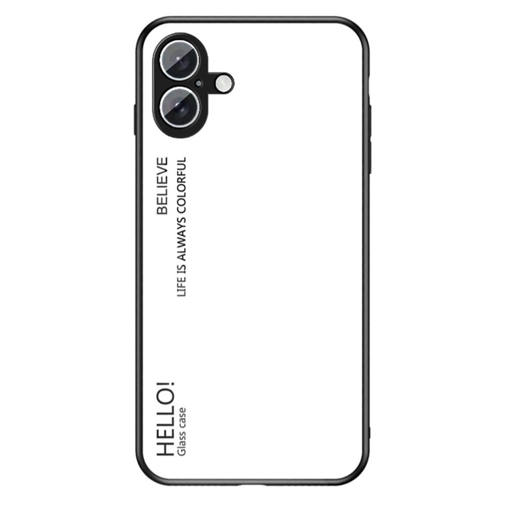 For iPhone 16 Case Anti-Scratch Tempered Glass+PC+TPU Phone Cover