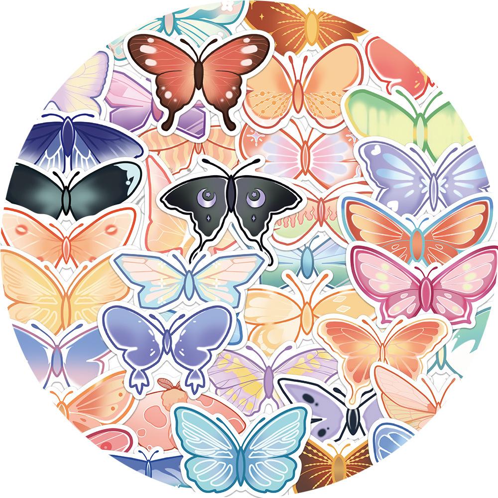 40 Cartoon Colorful Butterfly Graffiti Stickers Trolley Box Water Cup Diary Waterproof DIY Stickers