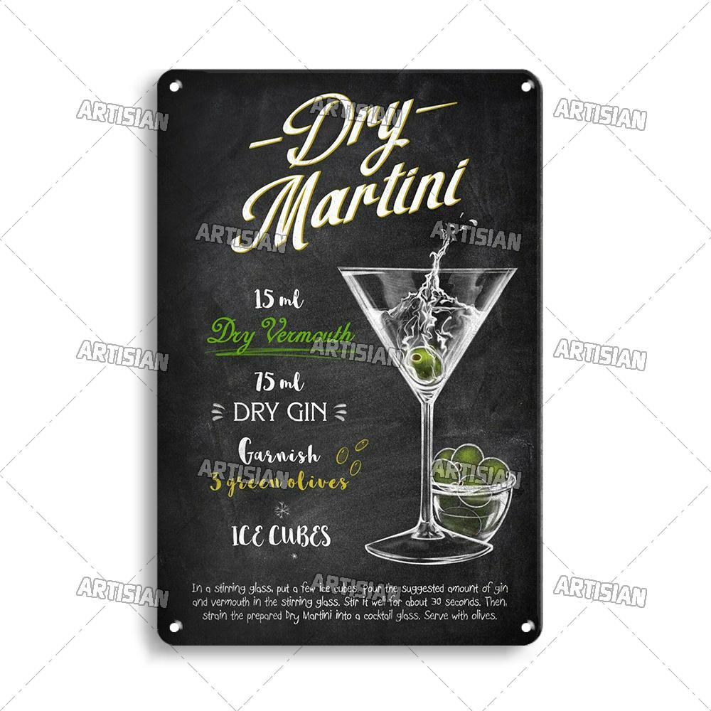 Mfoever Tin Sign Vintage Cocktail Recipe Metal Tin Sign Retro Bar Drink Menu Wall Art Decor for Pub Bar Man Cave Kitchen Rustic Iron Painting Pla