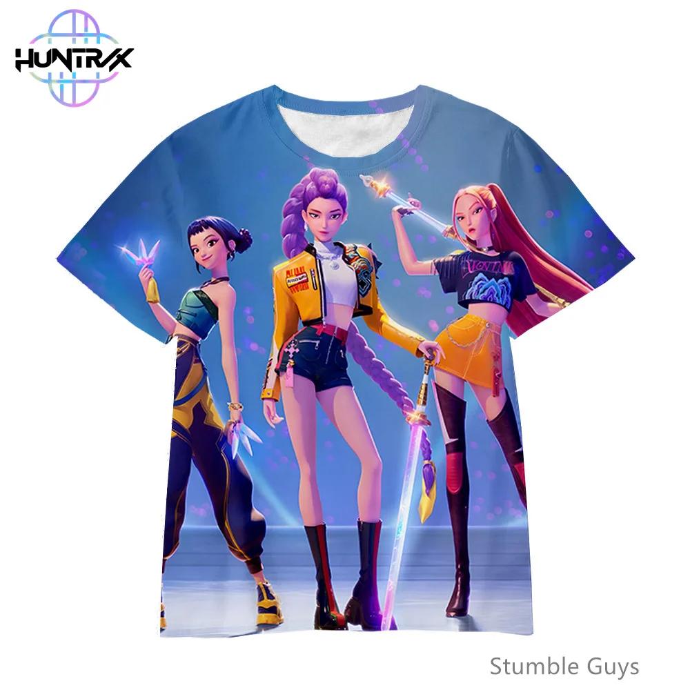 

Повсякденна мода Kpop Мисливці на демонів Дитяча 3D Мультяшна Літня Футболка з коротким рукавом Аніме Одяг 120