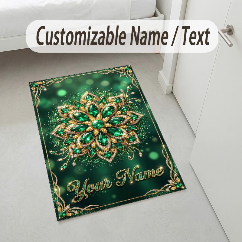 Decorative Artwork Theme Crystal Velvet Rug Personalized Custom Name Text Soft Floor Mat Home Decor