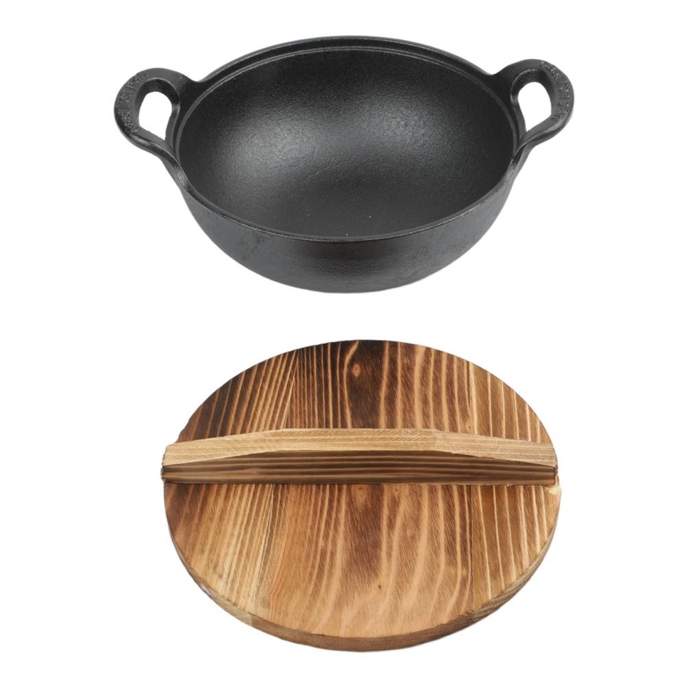 Cast Iron Wok Flat Bottom Frying Pan Non-stick Pot Easy Maintenance