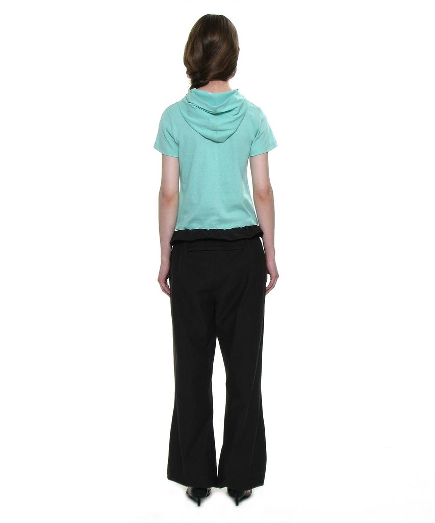 PARTIMENTO WOMEN Two-Way Frill Turnover Waist Pants_Black