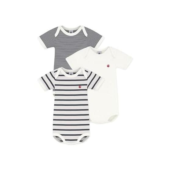 [Petit Bateau] Inner Shirt, Short Sleeve, Body, Set of 3, Baby Girls, Boys A01TC00