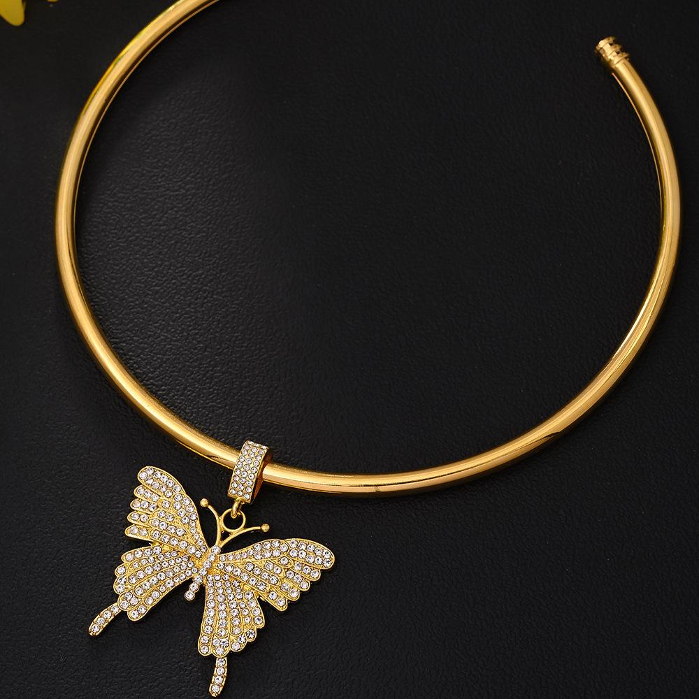 Butterfly Pendant Collar Simple Rhinestone Insect Collar Spider Web Necklace Versatile Jewelry Necklace