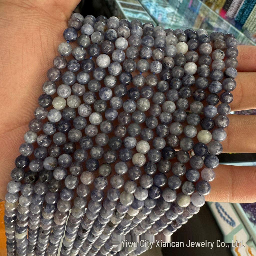 Foggy Blue-Purple Iolite Round Crystal Beads for DIY Jewelry