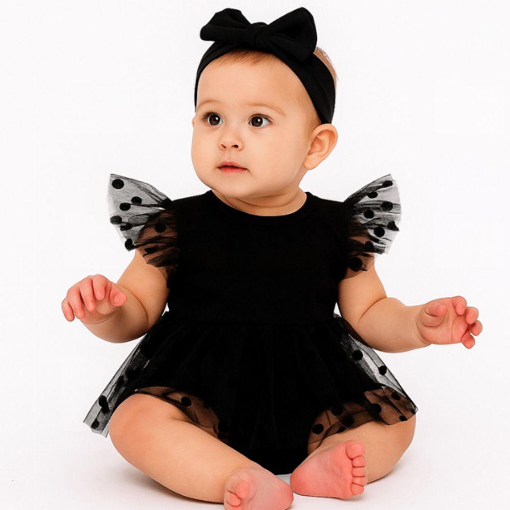 Lace Mesh Baby Girl Bodysuit Cotton Infant Dress with Headband Baby Girl Princess Dress  Birthday