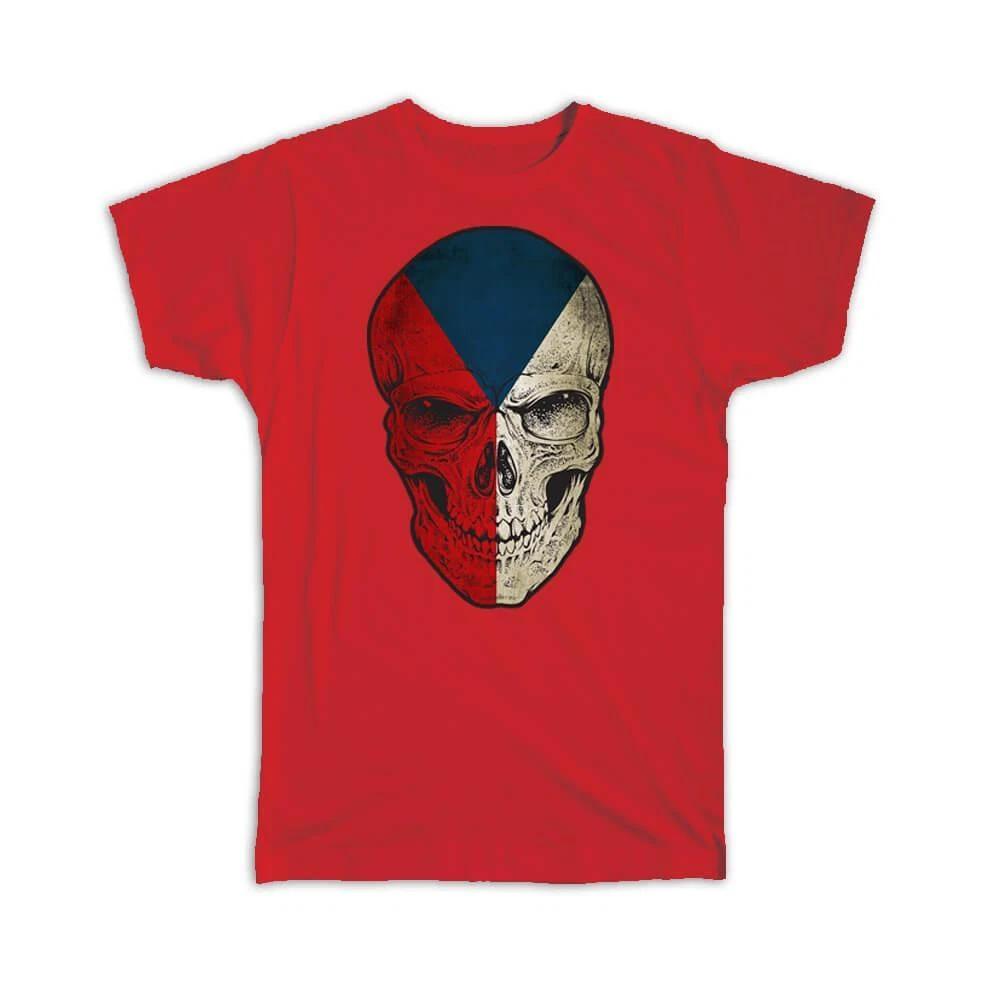 Gift T-Shirt : Czech Republic Flag Skull National Colors Independence Day L