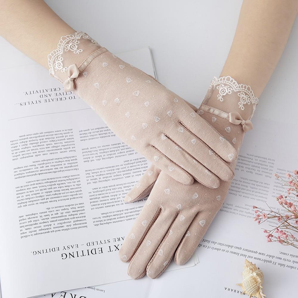 

Жіночі сонцезахисні рукавички Нові весняно-літні для водіння Корейська версія з мереживом і бантом для їзди Протиковзкі Тонкі Рукавички для сенсорного екрану average size