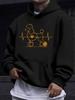 American/European Style Unisex Autumn/Winter Printed Hoodie Long-Sleeve Sweatshirt, Poodle Heartbeat Line Pattern Hooded Printed Sweatshirt, Healing C