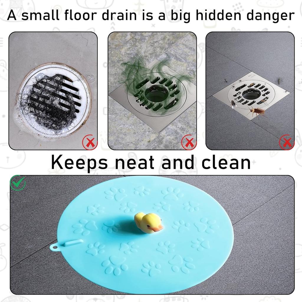 2 Pcs Sewer Deodorant Mat, 5. 9 inch Bathtub Sewer Cover Plug, Cute Silicone Bathroom Floor Sewer Cover, Kitchen, Bathroom and Laundry Room
