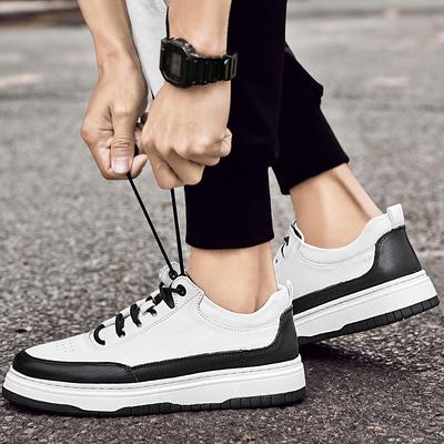 Genuine Leather Mens Breathable Sneakers All-match Men Casual Shoes High Quality Outdoor Skate Shoes Men Lace-Up Men's Footwear