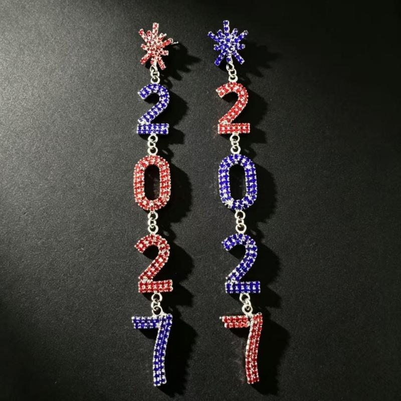 2027 Shiny Full Crystal Inlay Rhinestone Dangle Earrings Sparkly Cute Fashion Jewelry for Teen Girls School Daily Wear