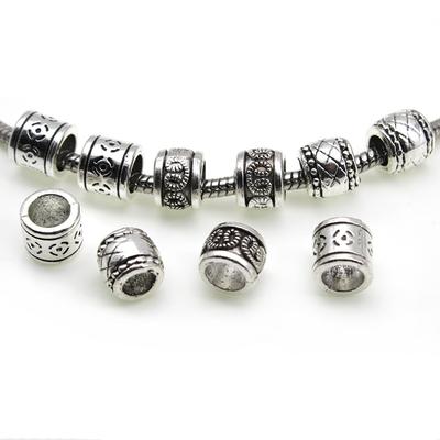20pcs/lot Tibetan Silver Metal Big Hole Accessories Loose Tube Spacer Beads Handmade For Bracelet DIY Jewelry Making Supplies