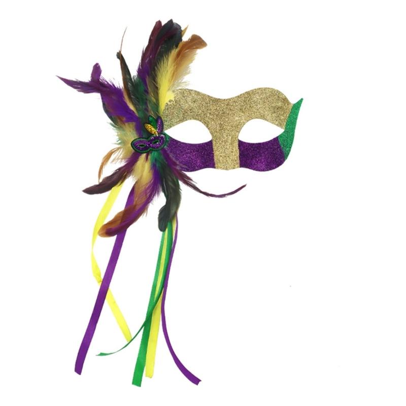 Elegant Feather Accented Half Face Mask Costume Masquerade Mask for Carnival Masquerade Balls and Themed Parties