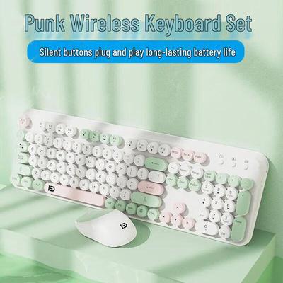 Fuhdet EK8870 Retro Punk Drahtlose Tastatur- und Maus-Kombination