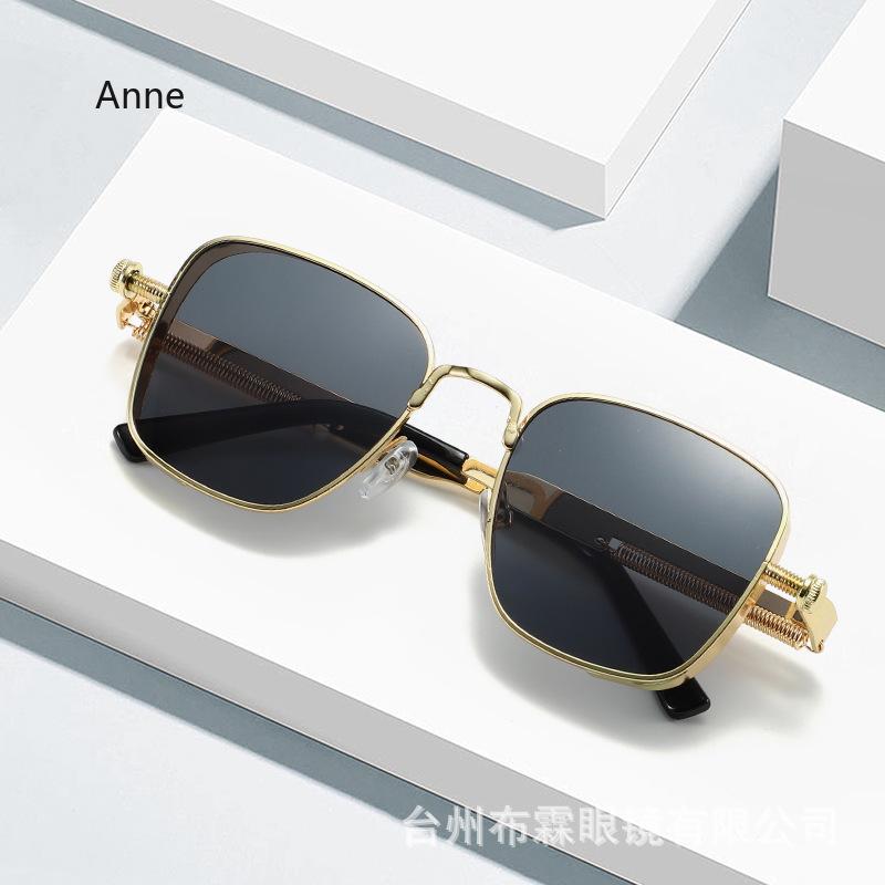 Nuovi Occhiali da Sole Steampunk Metallici Boxy Retrò alla Moda e Personalizzati con Aste a Molla Occhiali Resistenti ai Raggi UV Lenti UV400 Occhiali