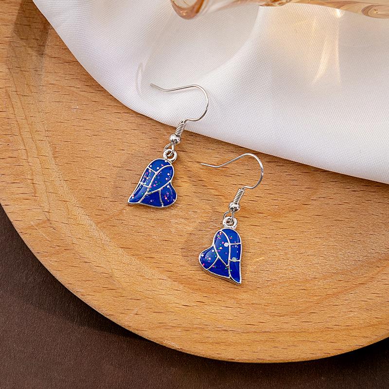 Retro Ethnische Katzenauge Wassertropfen Liebesherz Hängeohrringe