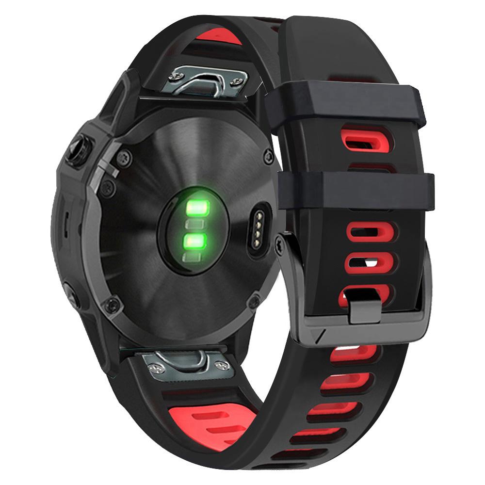 26mm Watch Band for Garmin Tactix 7 Pro/Fenix 7X/6X Pro/5X Plus,Smooth Silicone Dual-color Wrist Strap