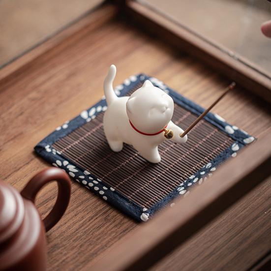 Incense Stick Holder Adorable Cartoon Multifunctional Cat Shape Ceramic Incense Holder for Home