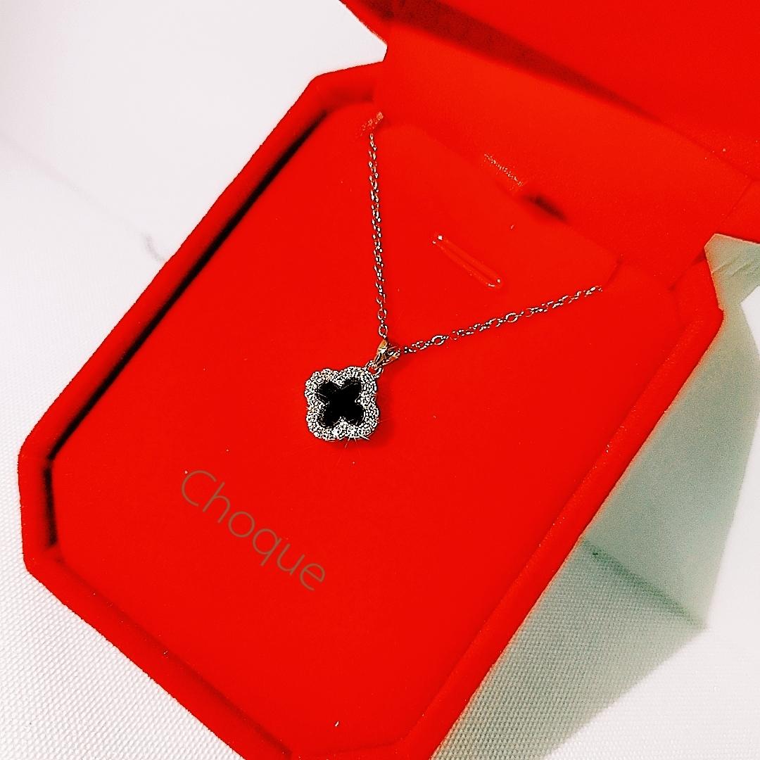 

Ожерелье женское S925, серебряное четырехлистное клеверное черно-белое двустороннее ожерелье с четырьмя листами, женское Chain length 45cm