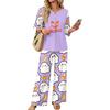 Women's Casual Halloween Print 3/4 Sleeve Button Top and Wide Leg Pants 2-Piece Set