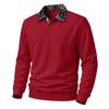 Mens Casual Fleece Lined Polo Sweatshirt Color Block Button Collar