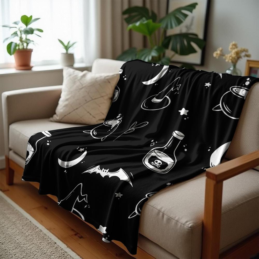 Witch Magic Icon Anime Cartoon Flannel Blanket Soft Warm Throw for Bedroom Sofa Car Kids Holiday Gift