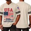Herren V-Ausschnitt Sportliches Trikot Kurzarmhemd Lässige Passform 250. Jubiläum Grafikdruck USA 1776 2026 Sportliches T-Shirt Top