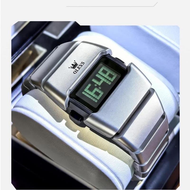 Fashionable Trendy Men's Stopwatch Luminous Digital Quartz Watches Personalized Distinctive Wine Barrel Shaped Intelligent Electronic Digital Watch