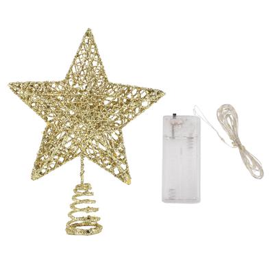 Tree Top Star LED Iron Gold Warm Light Exquisite Christmas Tree Star Decoration for Home Party