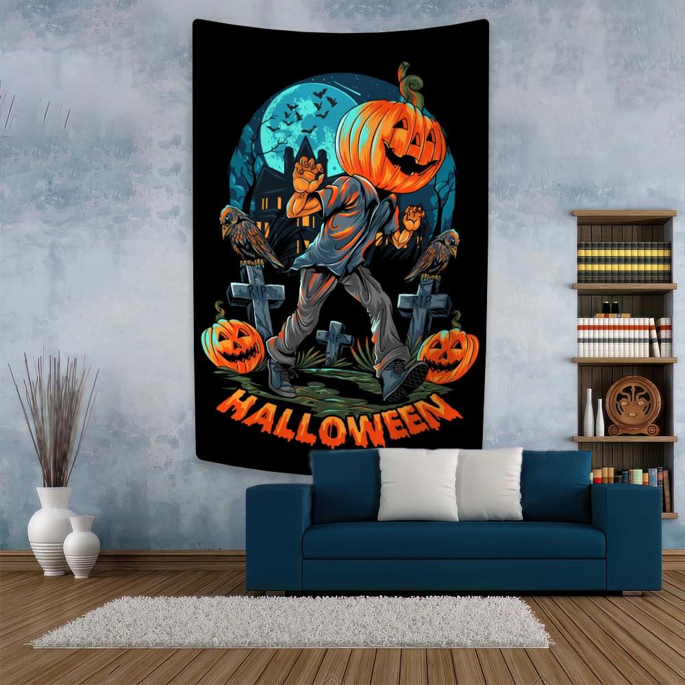 

Halloween Tapestry Horror Cartoon Printed Wall Hanging Bedroom Or Home Decoration Holiday Gift Party Background Cloth 74x94cm(29x37in)