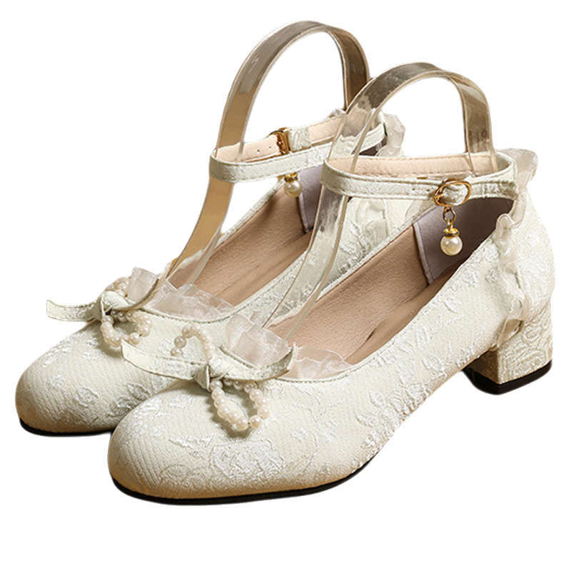 New Chinese embroidered high heels Chinese Hanfu shoes antique cheongsam shoes summer Mary Jane women's shoes single shoes