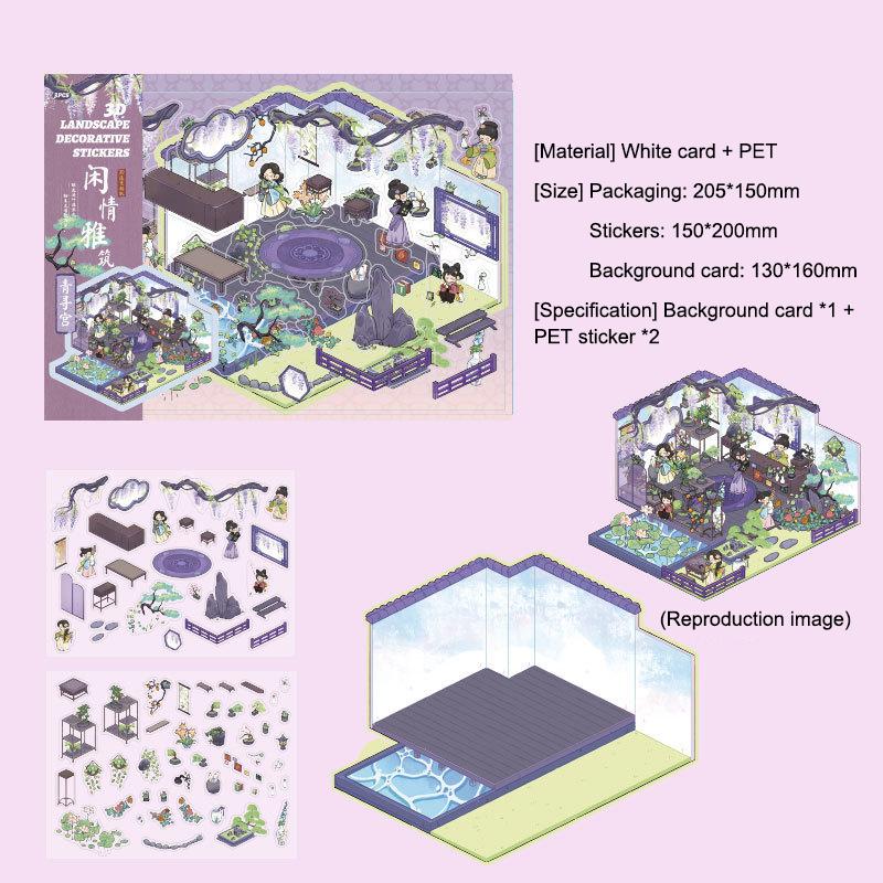 

1Set Cartoon Miniature Scene Stickers 3D Landscaping Stickers Visual Stacking Stickers Creative Diy Decoration Stickers Gifts