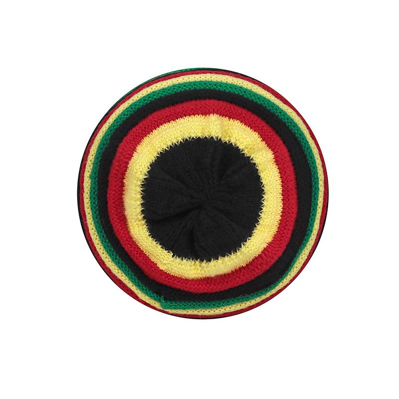 Muži Ženy Podzim Zima Barevná Pruhovaná Vlněná Čepice Duhová Pletená Teplá Čepice