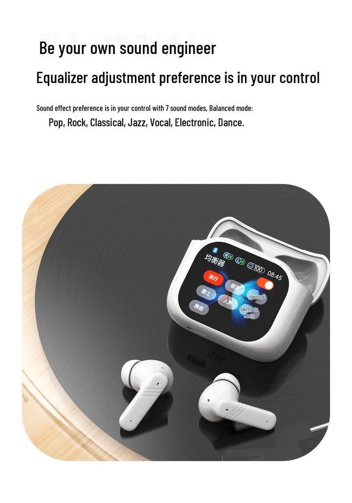 ANC+ENC Touchscreen Bluetooth Earbuds with AI Translation, In-ear Silicone for Long-lasting Comfort