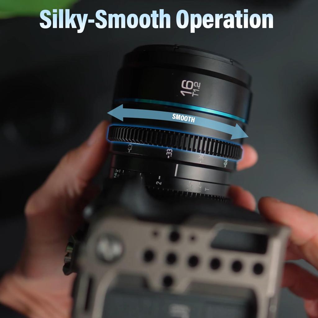 SIRUI Night Walker 16mm S35 Cine Lens Large Aperture Manual Focus Lens R T1.2 Wide-Angle (MS16R-B, Mount, Black)