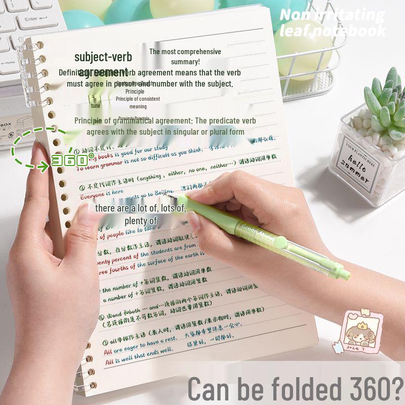 A5 Cream Puff Loose-Leaf English Notebook—Detachable, Thickened, Four-Line/Three-Grid for Junior & Senior High Students