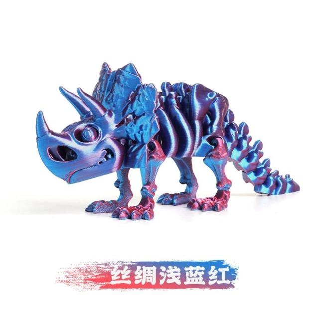 3D Printed Triceratops Rex Figurine – Full Jointed Movable Dinosaur Model, Realistic Desktop Decoration & Birthday Gift