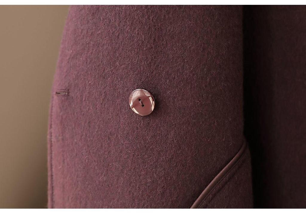 2026 Spring Elegant Double-Breasted Long Wool Coat with Big Lapel for Women