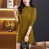 Mid-length Sweater Thick and Loose Pullover for Women In Autumn and Winter Large-sized Half Turtleneck Knitted Dress