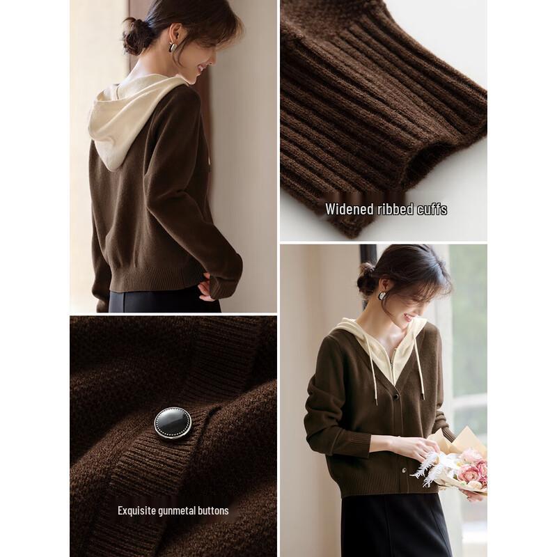 XWI Women's Contrast Hooded Knit Sweater